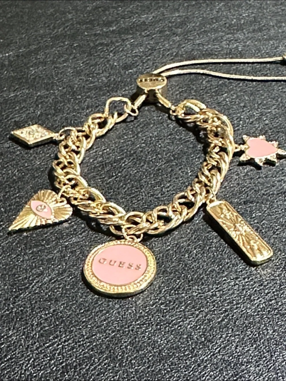 Guess Vintage Enamel & Crystals Celestial & Talisman Charm Bracelet